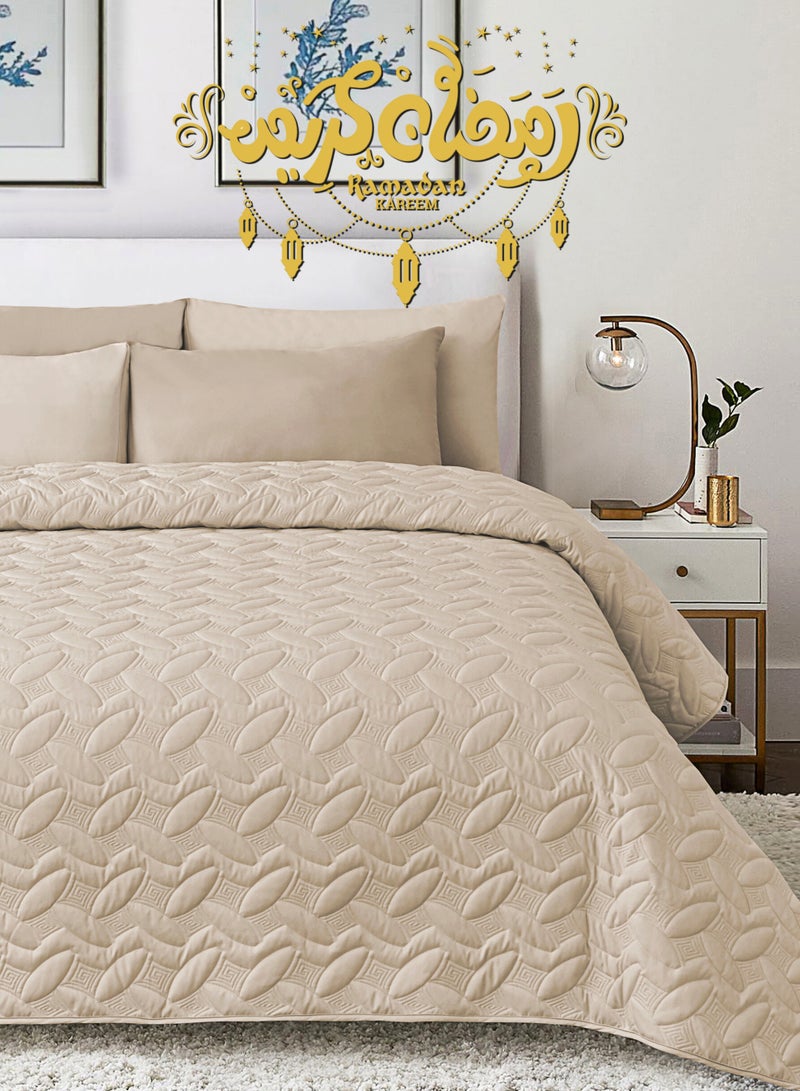 سيد المنسوجات المنزلية مفرش المضغوط مزدوج من مايكروفايبر، يناسب سرير بحجم 200 × 200 سم، 4 قطع، سلسلة إلميرا - Image 1